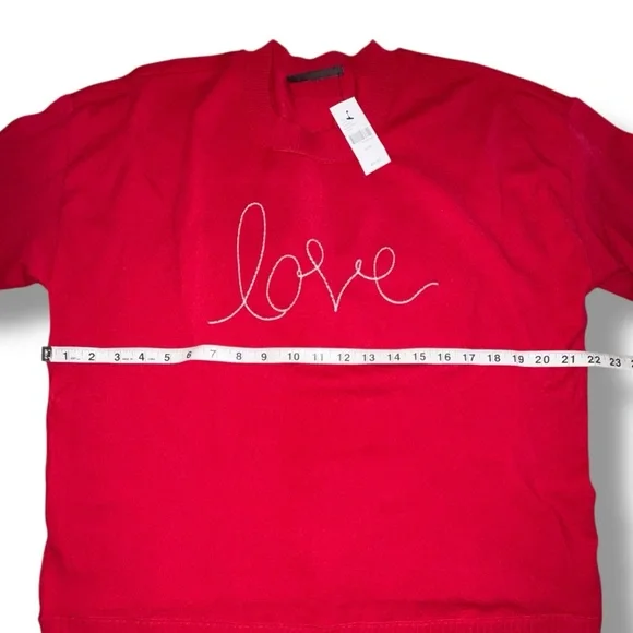 NWT LANE BRYANT Embroidered Crew-Neck Sweater Top - “LOVE” Red 14/16 - Picture 10 of 11